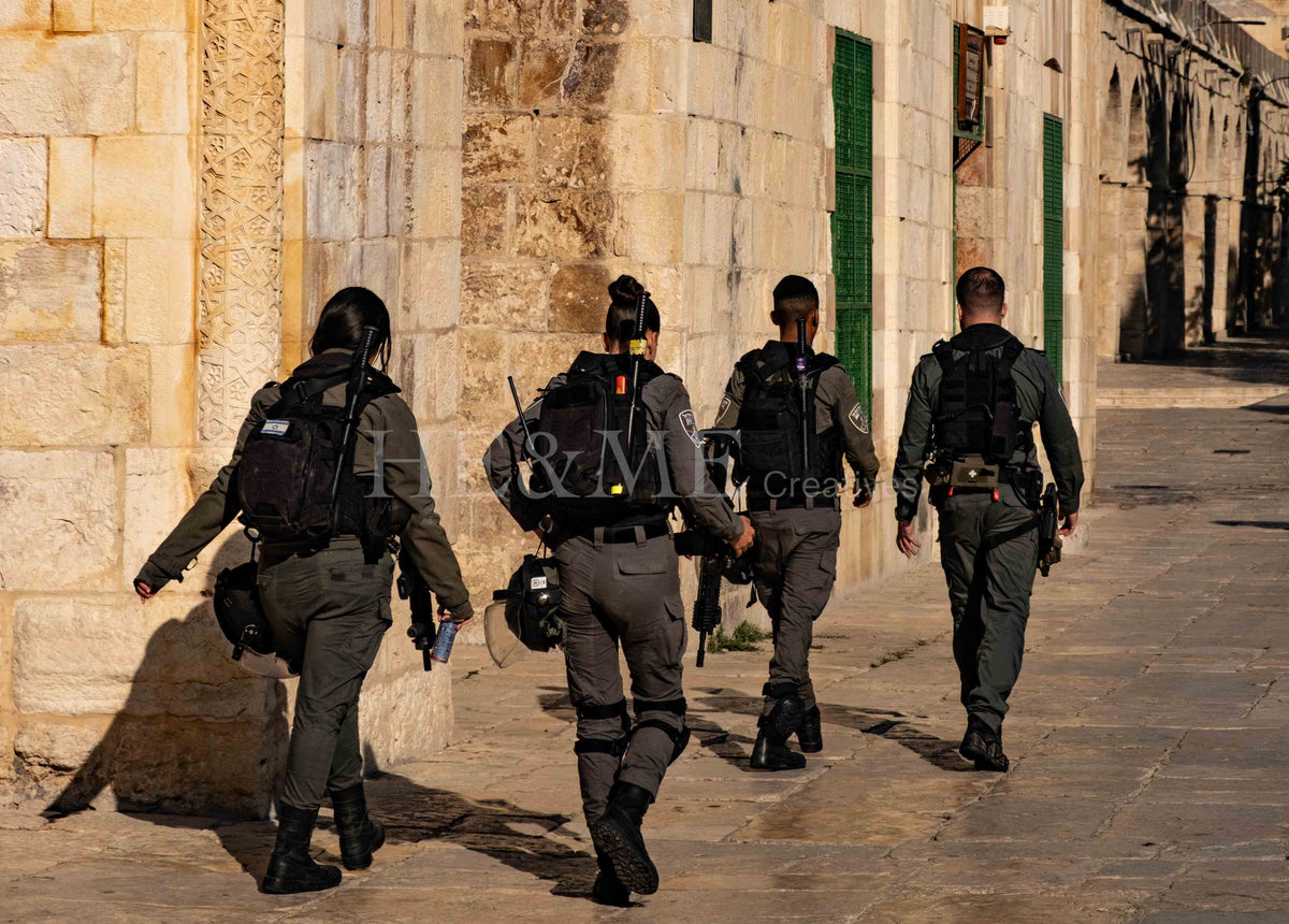 IDF soldiers walking on the Temple Mount