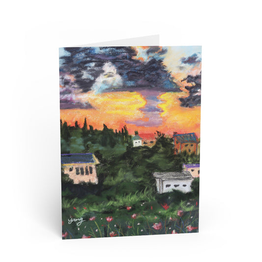 Haifa Pastel Painting Greeting Card — Soft Coastal Art Note Card